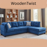Wooden Twist Valeur Solid Wood Right Hand Facing Sparkle Fabric 5 Seater Corner L-Shaped Sectional Sofa Modern Living Room